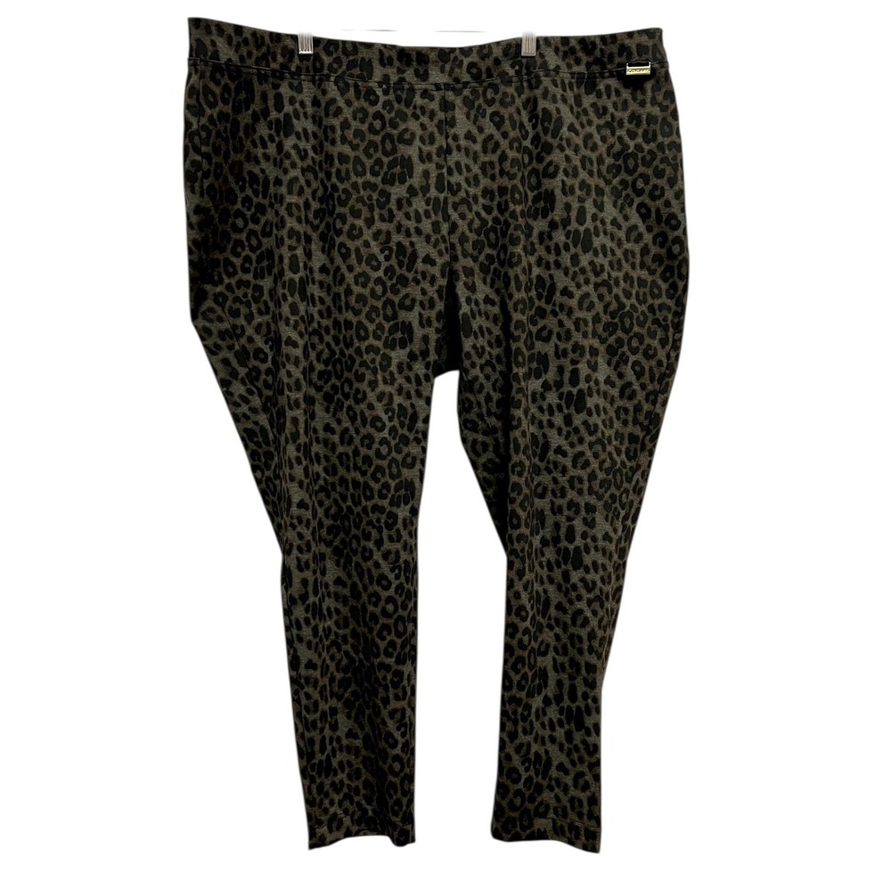 Calvin Klein Pants Womens 3X Brown‎ Leopard Print Knit Jegging Skinny Pull On